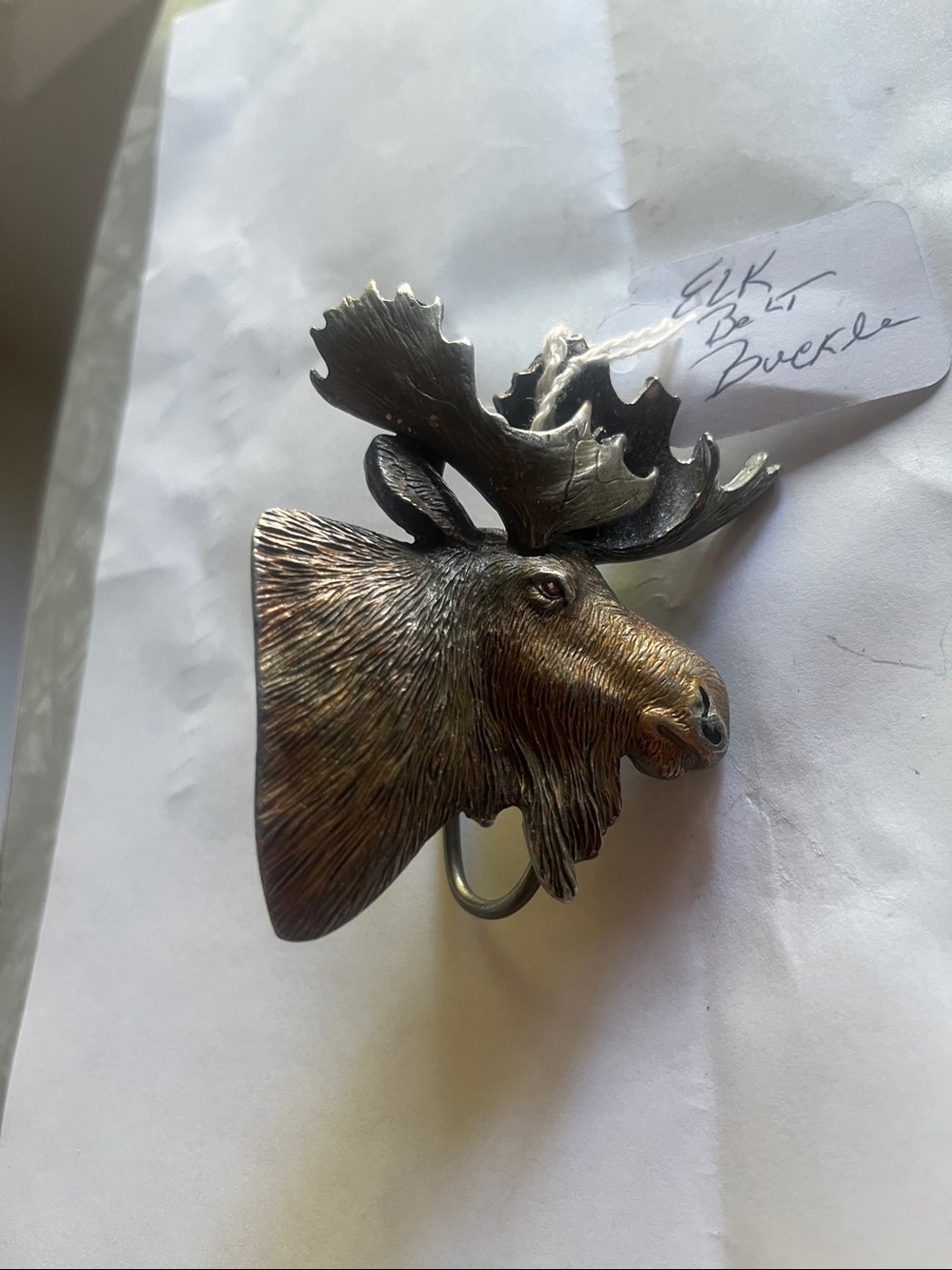1999 Moose Head Belt Buckle - Brown and Silver